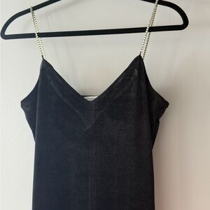 & Other Stories Black Velvet Strap Dress